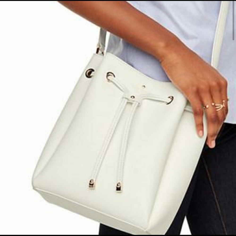 Kate Spade White Crosshatch Bucket Bag